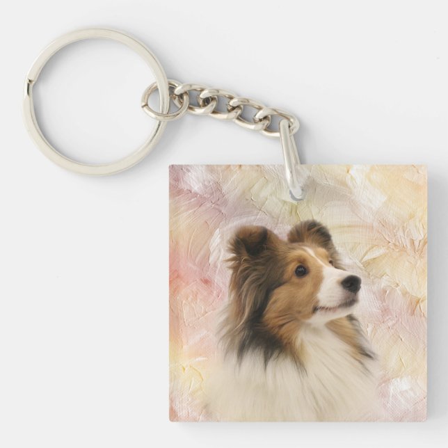 Sheltie face keychain (Front)