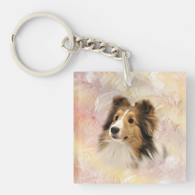 Sheltie face keychain (Front)