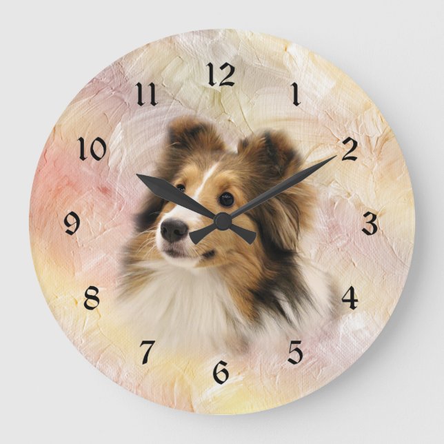 Sheltie face large clock (Front)