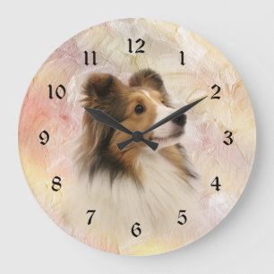 Sheltie face large clock
