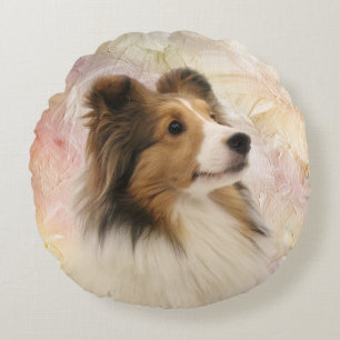 Sheltie face round pillow