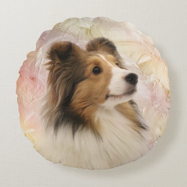 Sheltie face round pillow (Front)