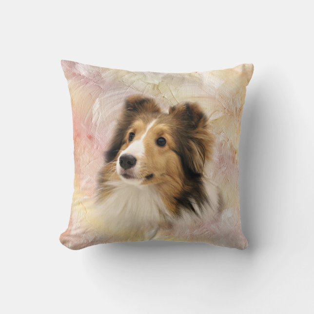 Sheltie face throw pillow (Front)