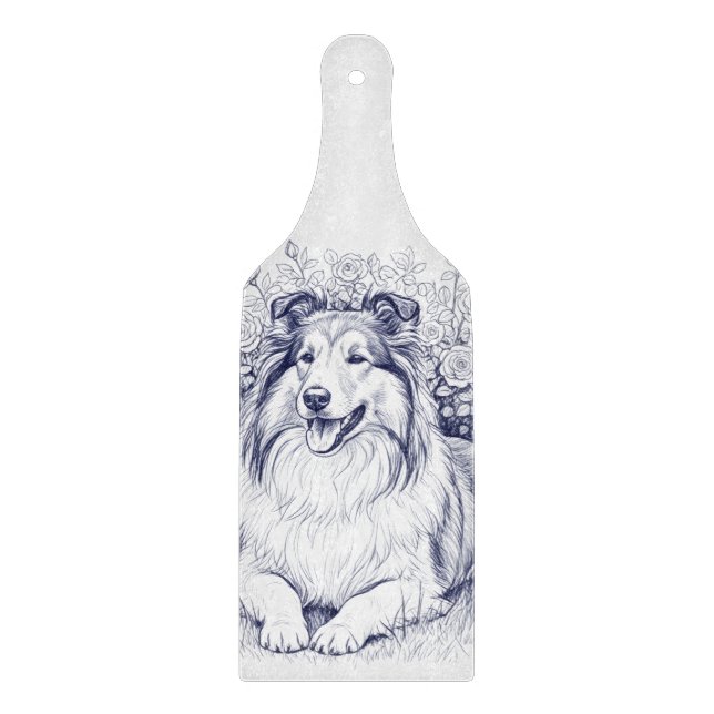 Sheltie & Flowers Cutting Board (Front)