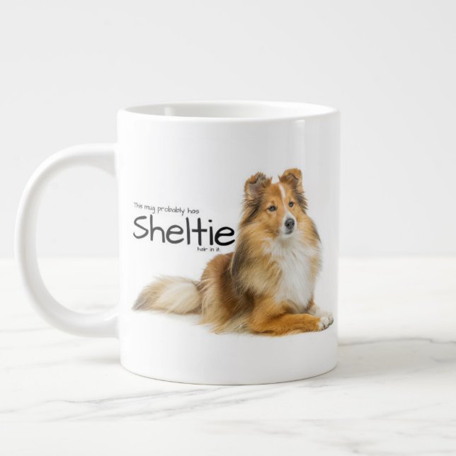 Sheltie Hair Large Coffee Mug (Left)
