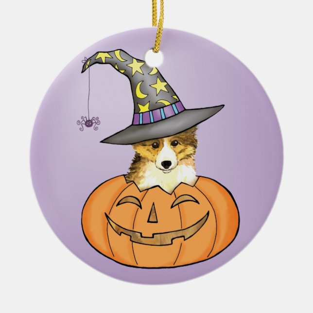 Sheltie Halloween Ceramic Ornament (Front)