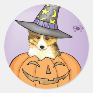Sheltie Halloween Classic Round Sticker