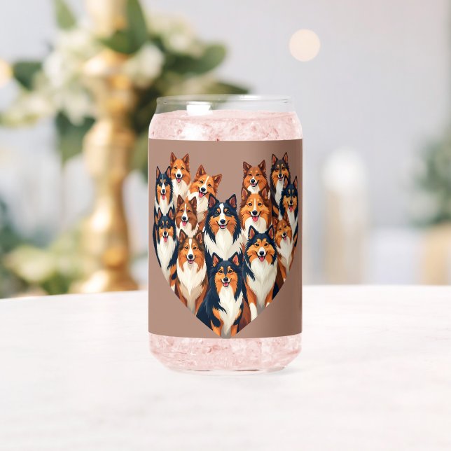 Sheltie Heart Illustration Cute Shetland Sheepdog Can Glass (Insitu (Wedding))