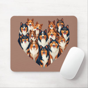 Sheltie Heart Illustration Cute Shetland Sheepdog Mouse Pad