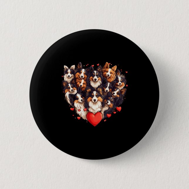 Sheltie Heart-shaped Cute Sheltie Dog Lover Men Wo 2 Inch Round Button (Front)