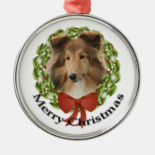 Sheltie Holiday Metal Ornament