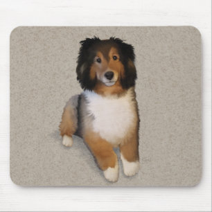 Sheltie mix dog portrait mouse pad