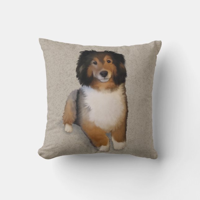 Sheltie mix dog portrait  throw pillow (Front)