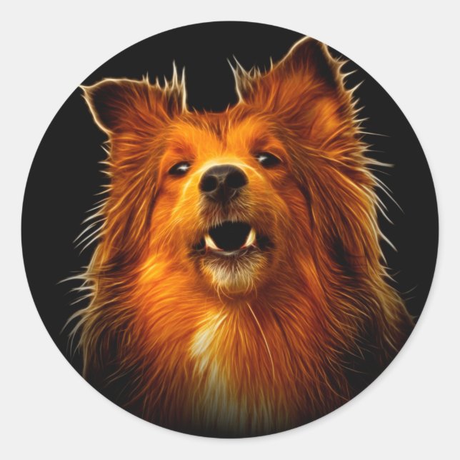 Sheltie Modern Dog Art Classic Round Sticker (Front)