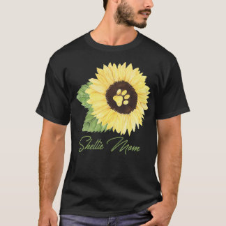 Sheltie Mom Shetland Sheepdog Mama Dog Lover Sunfl T-Shirt
