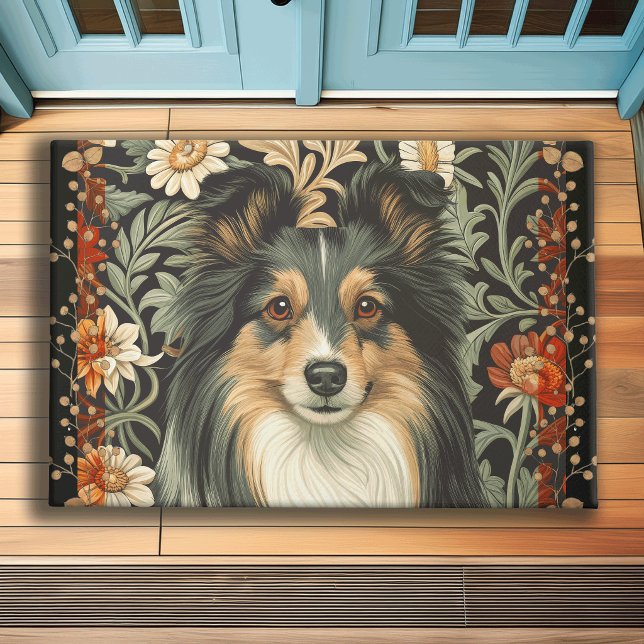 Sheltie or Collie Dog in William Morris Style Doormat (Creator Uploaded)