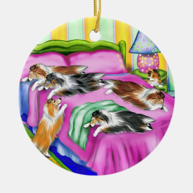 Sheltie Pink Comfort Ceramic Ornament (Front)