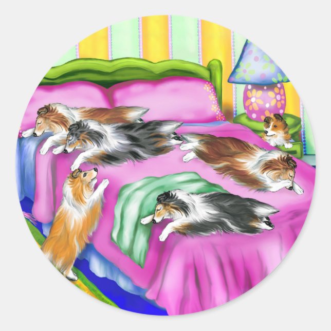 Sheltie Pink Comfort Classic Round Sticker (Front)
