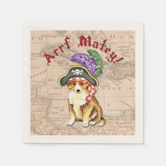 Sheltie Pirate Napkin (Front)
