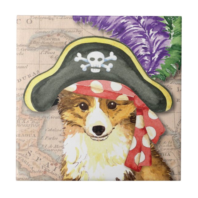 Sheltie Pirate Tile (Front)