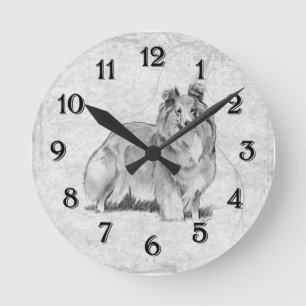 Sheltie Round Clock