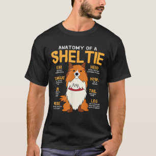 Sheltie Shetland Sheepdog Anatomy Funny Dog Mom Da T-Shirt
