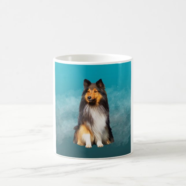 Sheltie Shetland Sheepdog Art Portrait Coffee Mug (Center)
