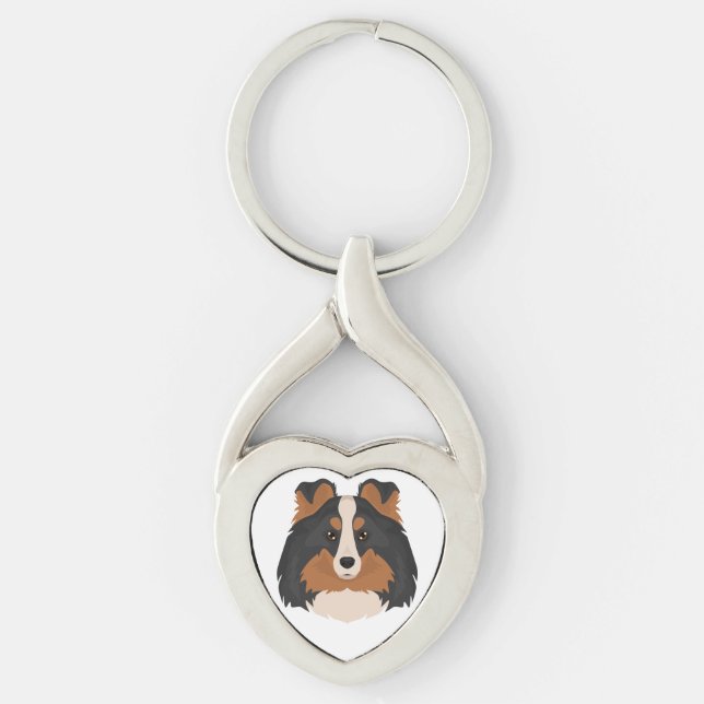 Sheltie, Shetland Sheepdog dog mix Keychain (Front)