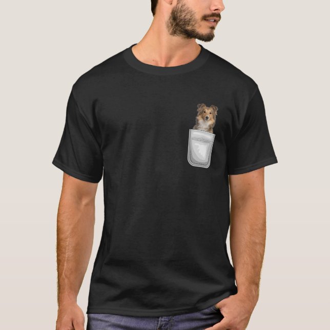 Sheltie Shetland Sheepdog Puppy Dog in Your Pocket T-Shirt (Front)
