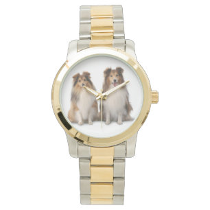Sheltie Two-Tone Watch, Gold and Silver Tone Watch