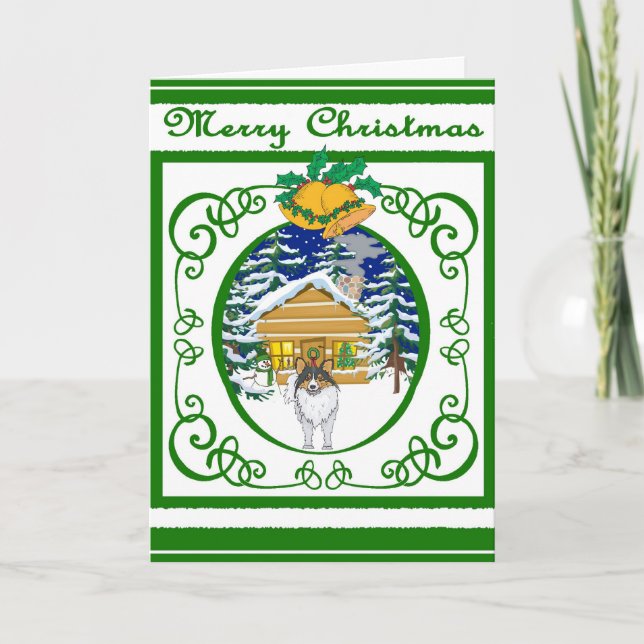 Sheltie Vintage Christmas Holiday Card (Front)