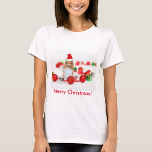 Sheltie Wishing Joyeux T-shirt femme Noël