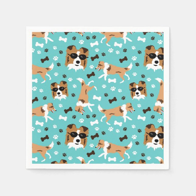 Shelties Shetland Sheepdog Collie Dog Pattern Napk Napkin (Front)