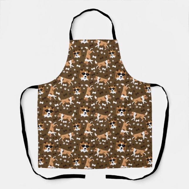 Shelties Shetland Sheepdog Collie Dog Paw Print  A Apron (Front)