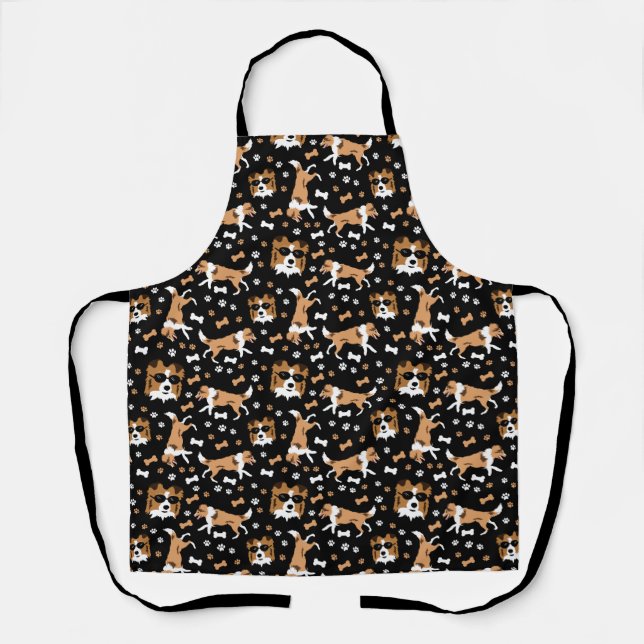 Shelties Shetland Sheepdog Collie Dog Paw Print  A Apron (Front)