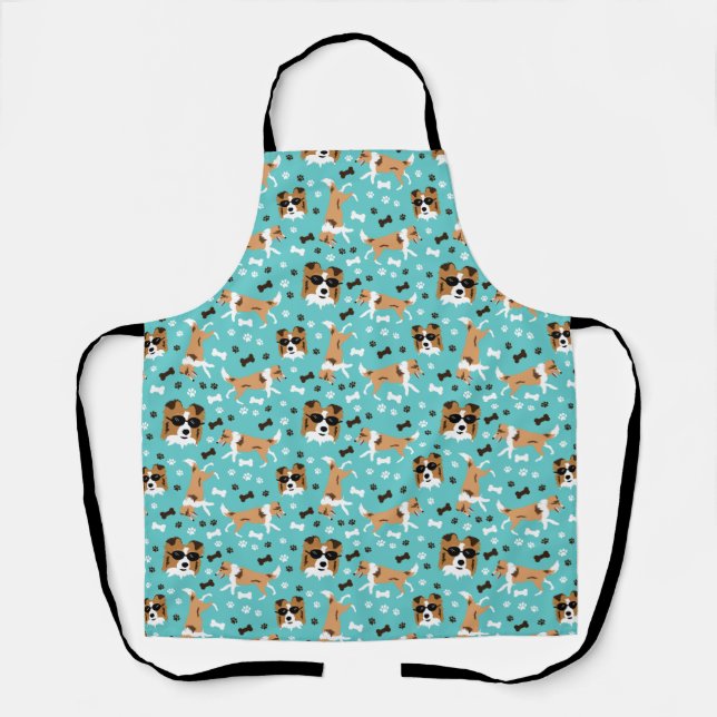 Shelties Shetland Sheepdog Collie Dog Paw Print  A Apron (Front)