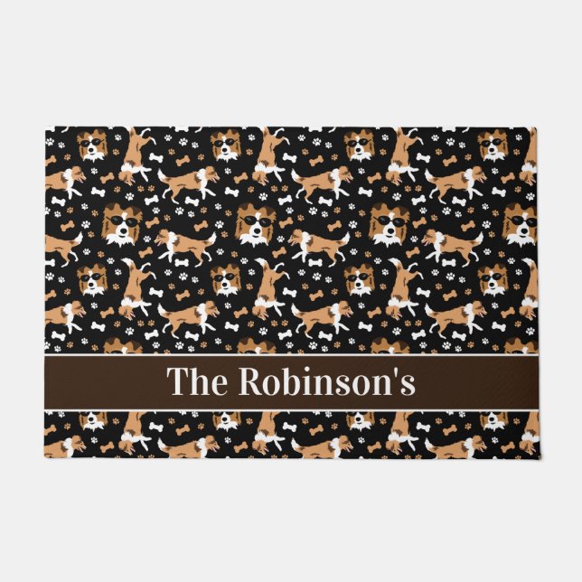 Shelties Shetland Sheepdog Dog Collie Personalized Doormat (Front)