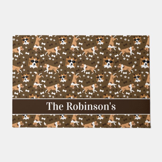 Shelties Shetland Sheepdog Dog Collie Personalized Doormat (Front)