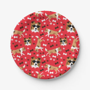 Shelties Shetland Sheepdog Mini Collie Pattern Paper Plate