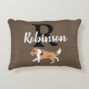 Shelties Shetland Sheepdog Monogram Last Name    Accent Pillow