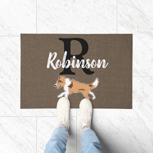Shelties Shetland Sheepdog Monogram Last Name     Doormat