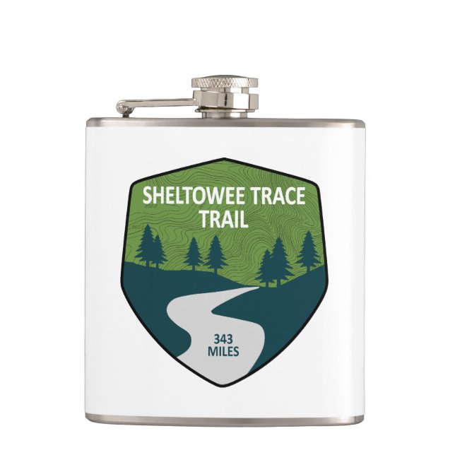 Sheltowee Trace Trail Kentucky Tennessee Hip Flask (Front)