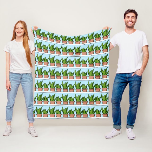 Shelves of Aloe Vera Plants Ai Art Fleece Blanket (In Situ)