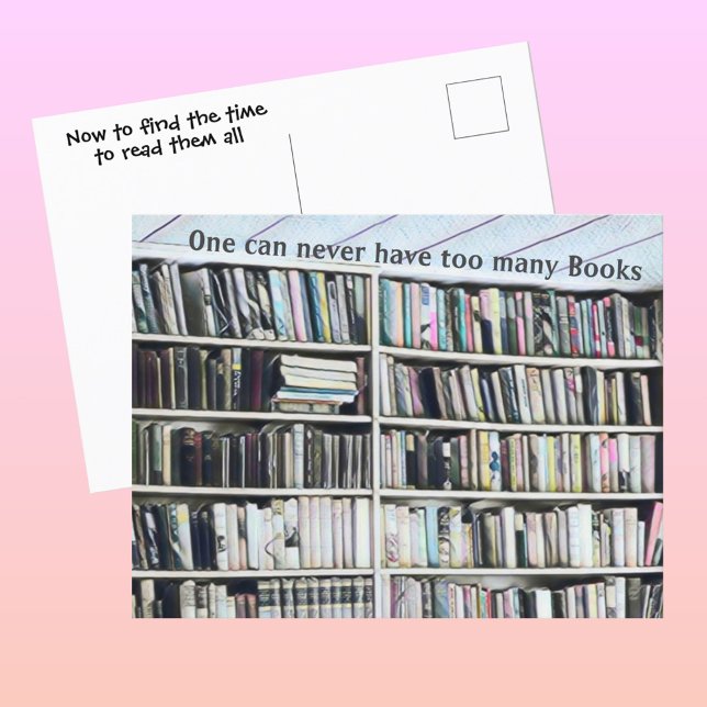 Shelves of Pastel Books Funny Bookcase Postcard (Creator Uploaded)