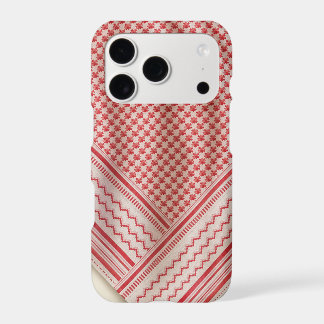 Shemagh Keffiyeh rouge et blanc drapé, crème