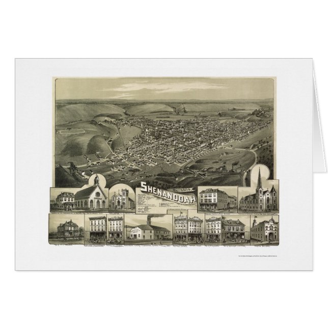 Shenandoah, carte panoramique de PA - 1889 (Devant horizontal)