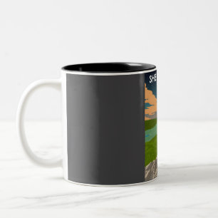 Shenandoah National Park at Night Vintage Minimal  Two-Tone Coffee Mug