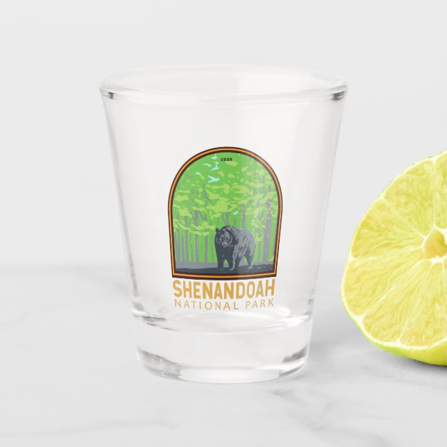 Shenandoah National Park Black Bear Vintage Shot Glass (Front)