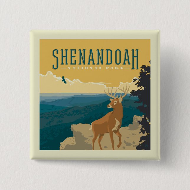 Shenandoah National Park | Deer 2 Inch Square Button (Front)