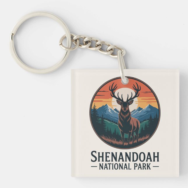 Shenandoah National Park Deer Emblem Keychain (Front)